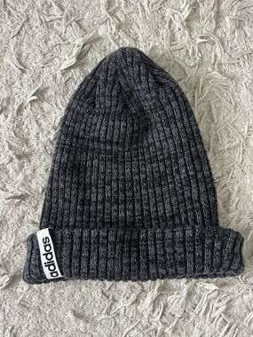 adidas Ribbed Beanie in Heathered Charcoal